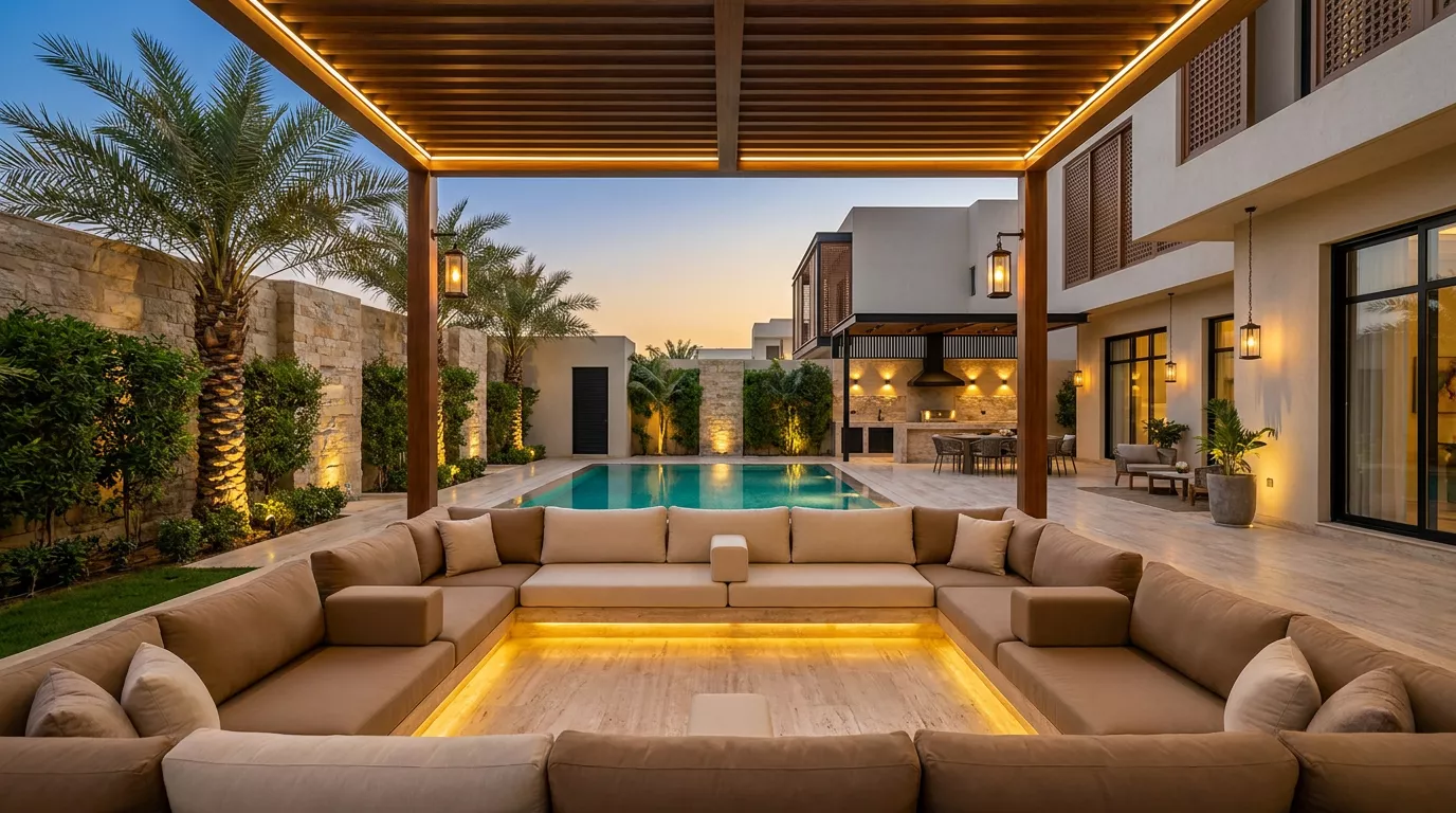 ديكور استراحات: دليل سعودي شامل لتصميم استراحة عائلية ونسائية فاخرة وعملية